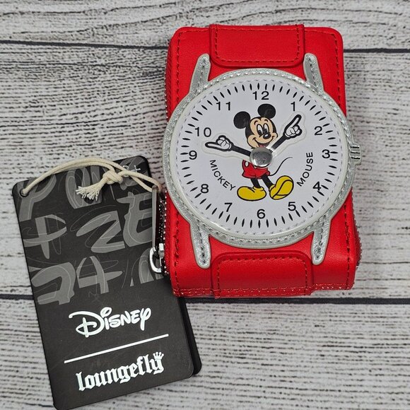 NWT Loungefly Mickey Mouse Exclusive Watch Clock Figural Wallet - Picture 1 of 3